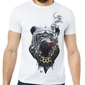 Heads or Tails Bulldog with Cigar. White size Small